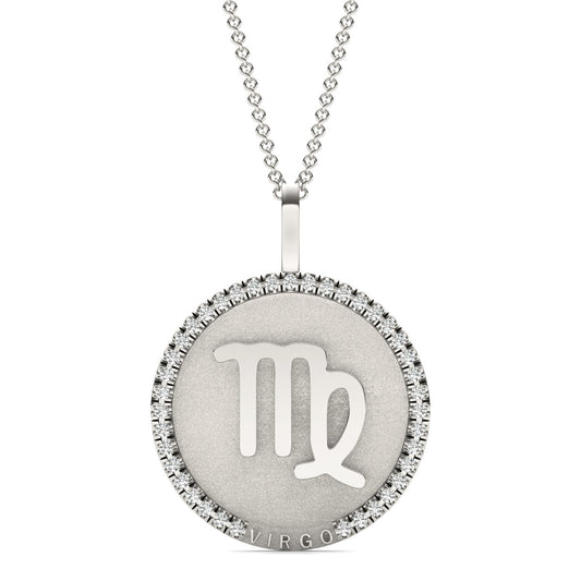 1/3 CTW Round Caydia Lab Grown Diamond Virgo Pendant 14K White Gold