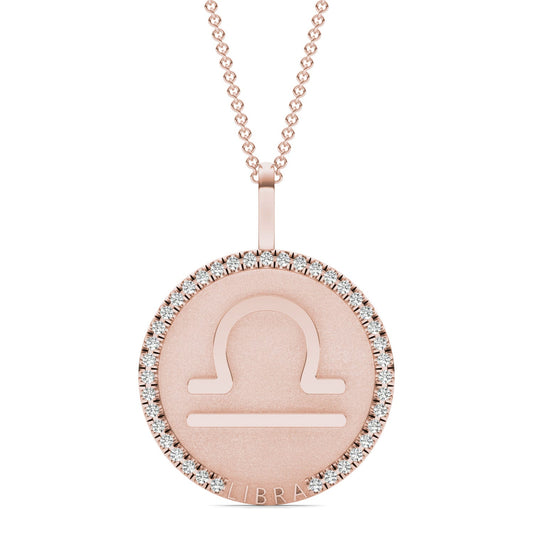 1/3 CTW Round Caydia Lab Grown Diamond Libra Pendant 14K Rose Gold