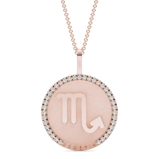 1/3 CTW Round Caydia Lab Grown Diamond Scorpio Pendant 14K Rose Gold