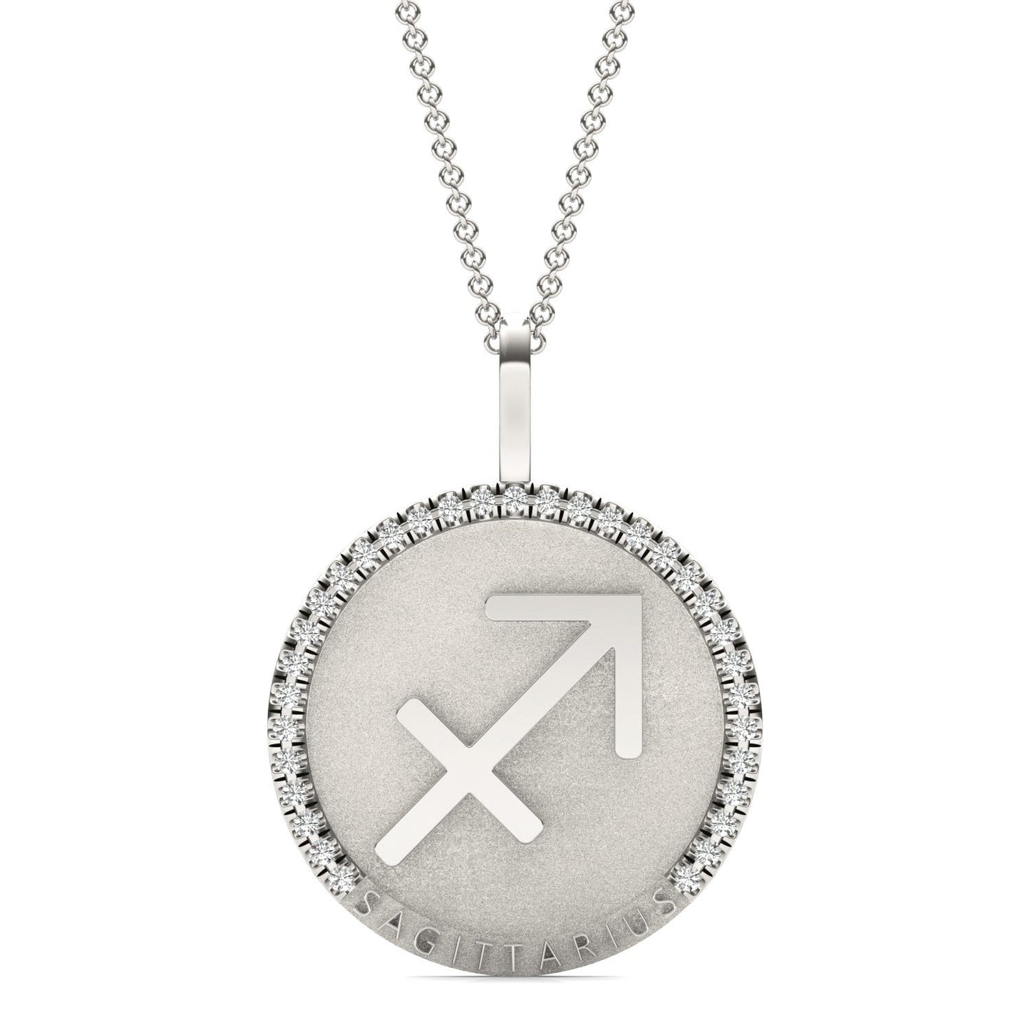 1/4 CTW Round Caydia Lab Grown Diamond Sagittarius Pendant 14K White Gold