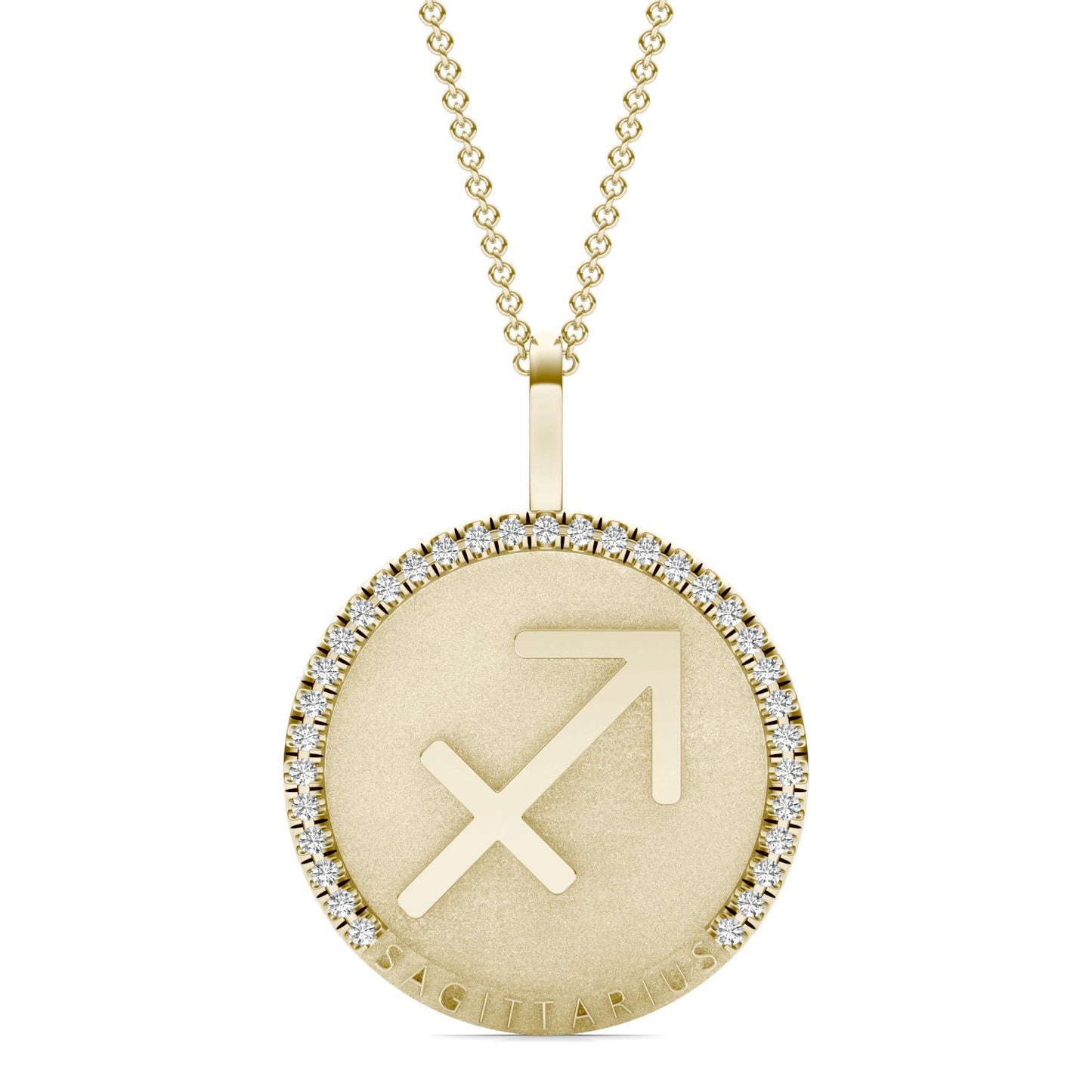 1/4 CTW Round Caydia Lab Grown Diamond Sagittarius Pendant 14K Yellow Gold