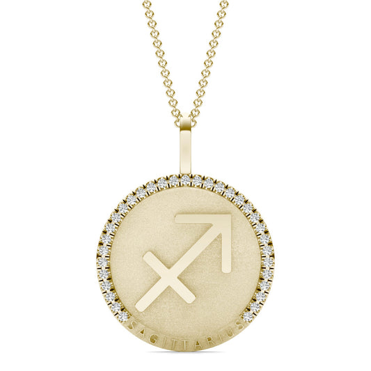 1/4 CTW Round Caydia Lab Grown Diamond Sagittarius Pendant 14K Yellow Gold