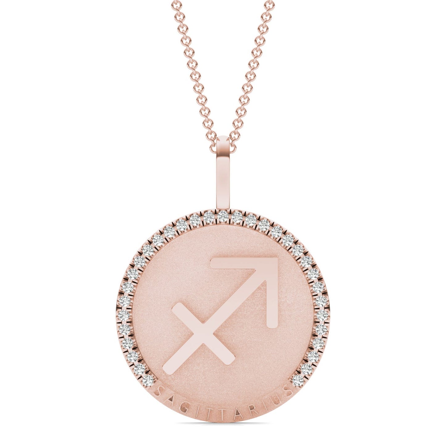 1/4 CTW Round Caydia Lab Grown Diamond Sagittarius Pendant 14K Rose Gold