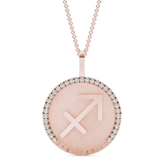 1/4 CTW Round Caydia Lab Grown Diamond Sagittarius Pendant 14K Rose Gold