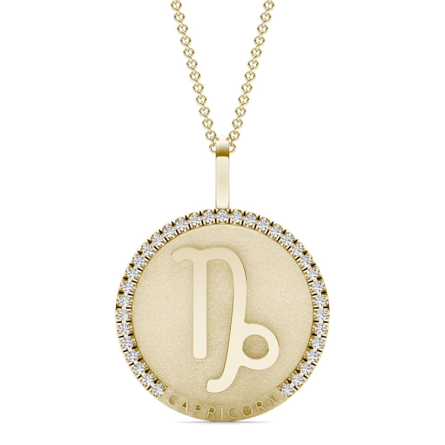 1/4 CTW Round Caydia Lab Grown Diamond Capricorn Pendant 14K Yellow Gold