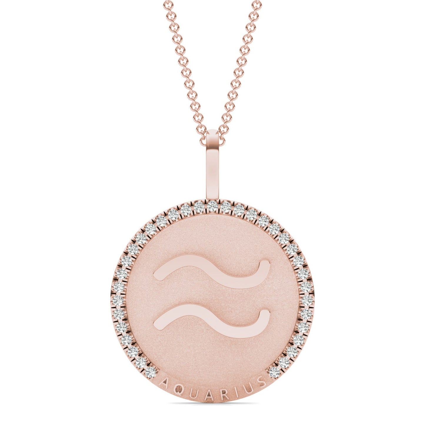 1/4 CTW Round Caydia Lab Grown Diamond Aquarius Pendant 14K Rose Gold