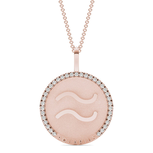1/4 CTW Round Caydia Lab Grown Diamond Aquarius Pendant 14K Rose Gold