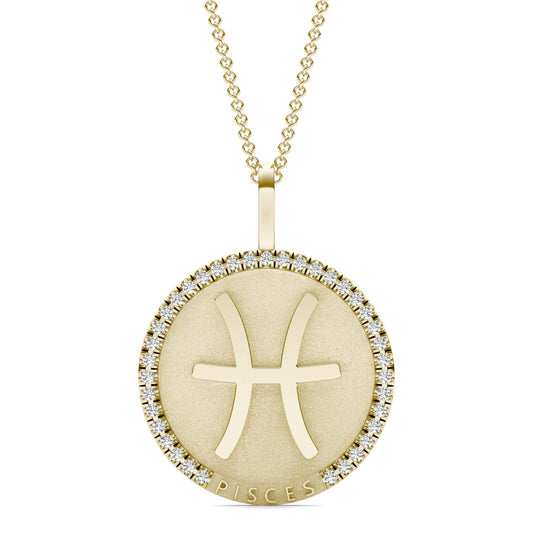 1/3 CTW Round Caydia Lab Grown Diamond Pisces Pendant 14K Yellow Gold