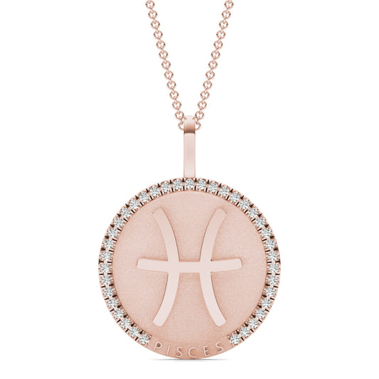 1/3 CTW Round Caydia Lab Grown Diamond Pisces Pendant 14K Rose Gold