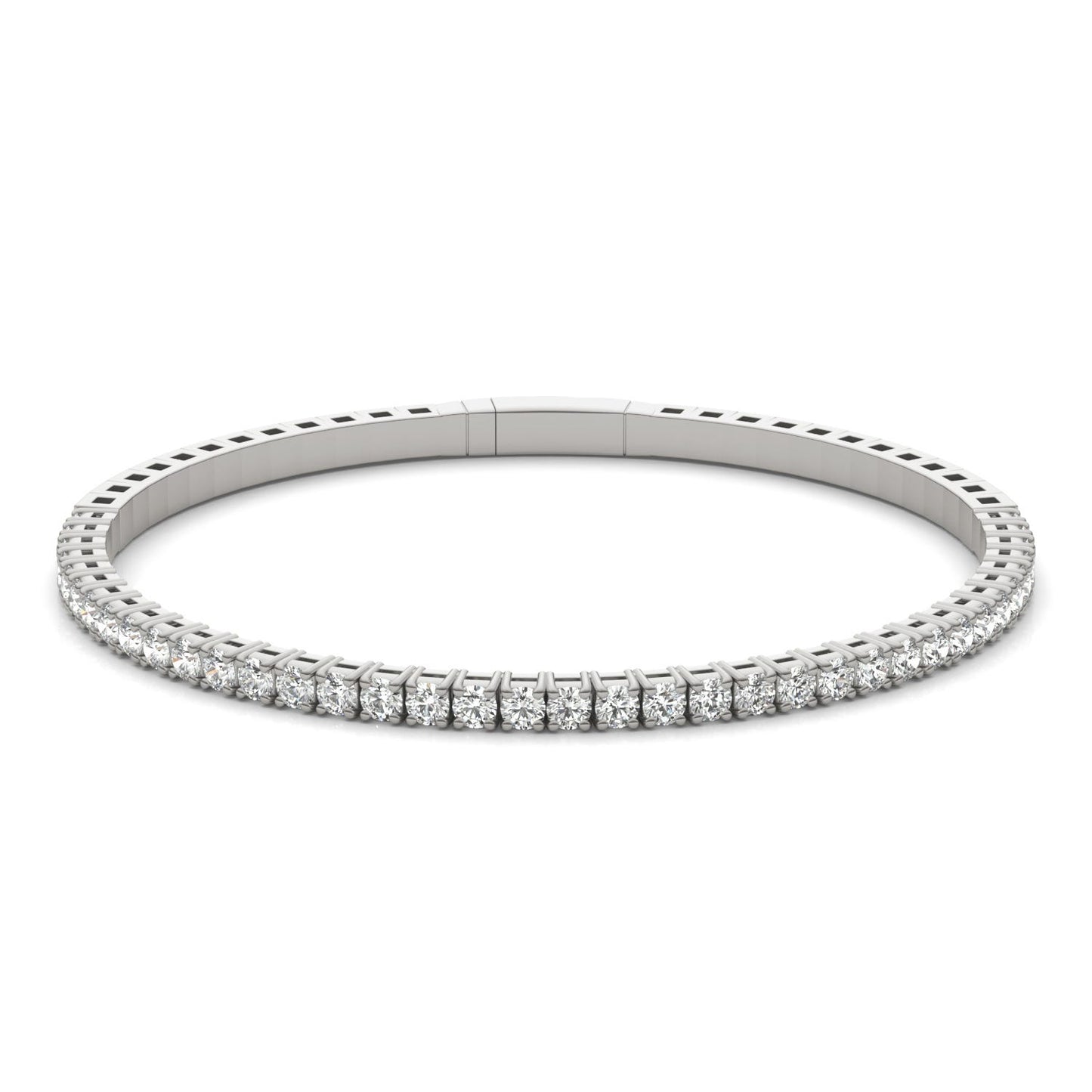 1 7/8 CTW Round Caydia Lab Grown Diamond Flexible Bangle 14K White Gold