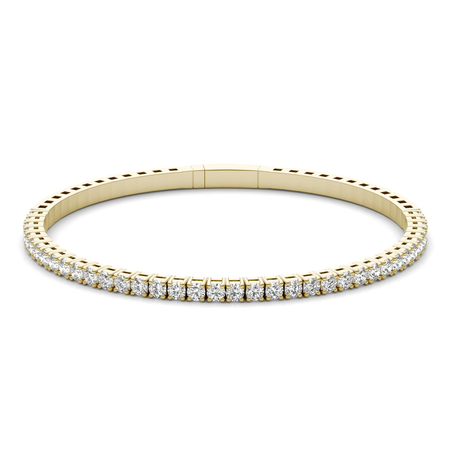 1 7/8 CTW Round Caydia Lab Grown Diamond Flexible Bangle 14K Yellow Gold