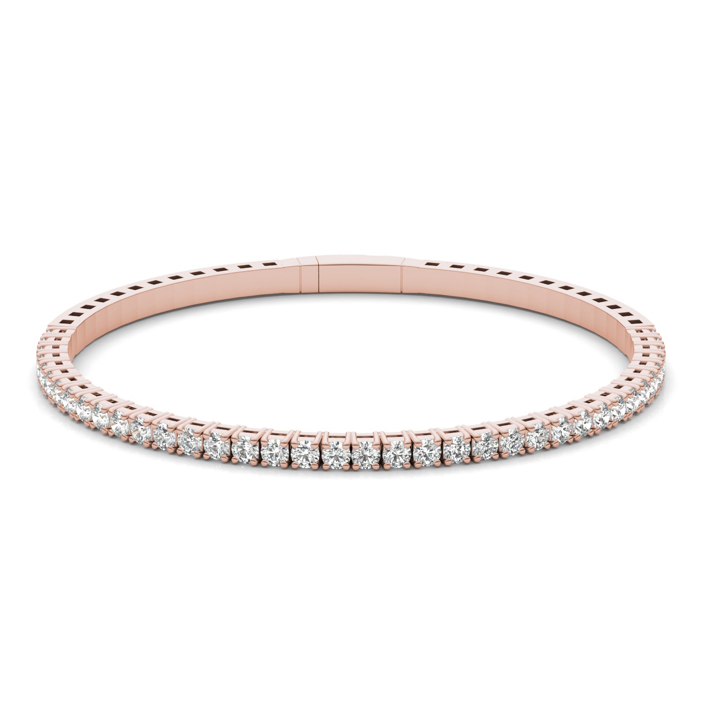 1 7/8 CTW Round Caydia Lab Grown Diamond Flexible Bangle 14K Rose Gold