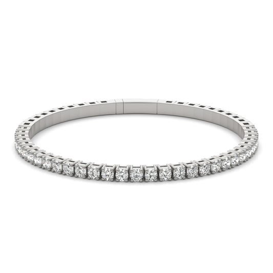 3 1/10 CTW Round Caydia Lab Grown Diamond Flexible Bangle 14K White Gold