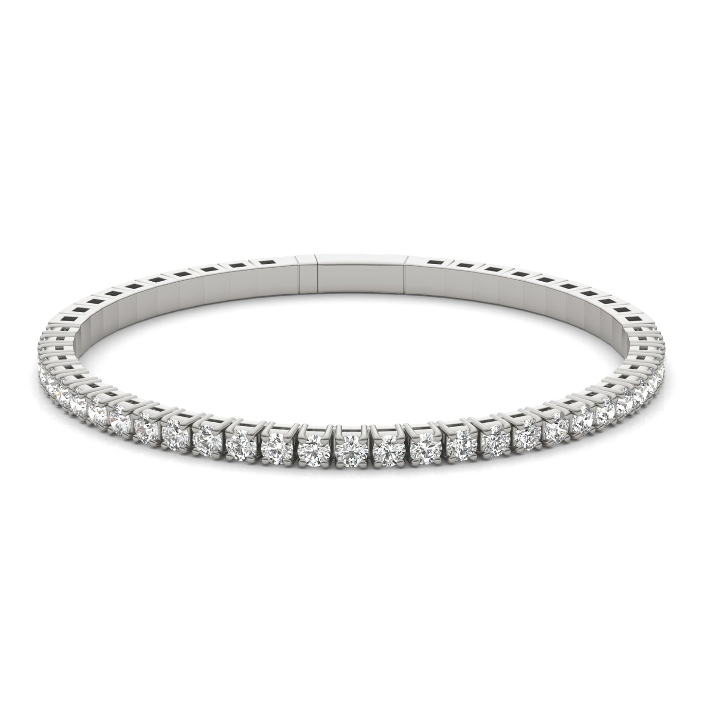 3.10 CTW DEW Round Forever One Moissanite Flexible Bangle in 14K White Gold