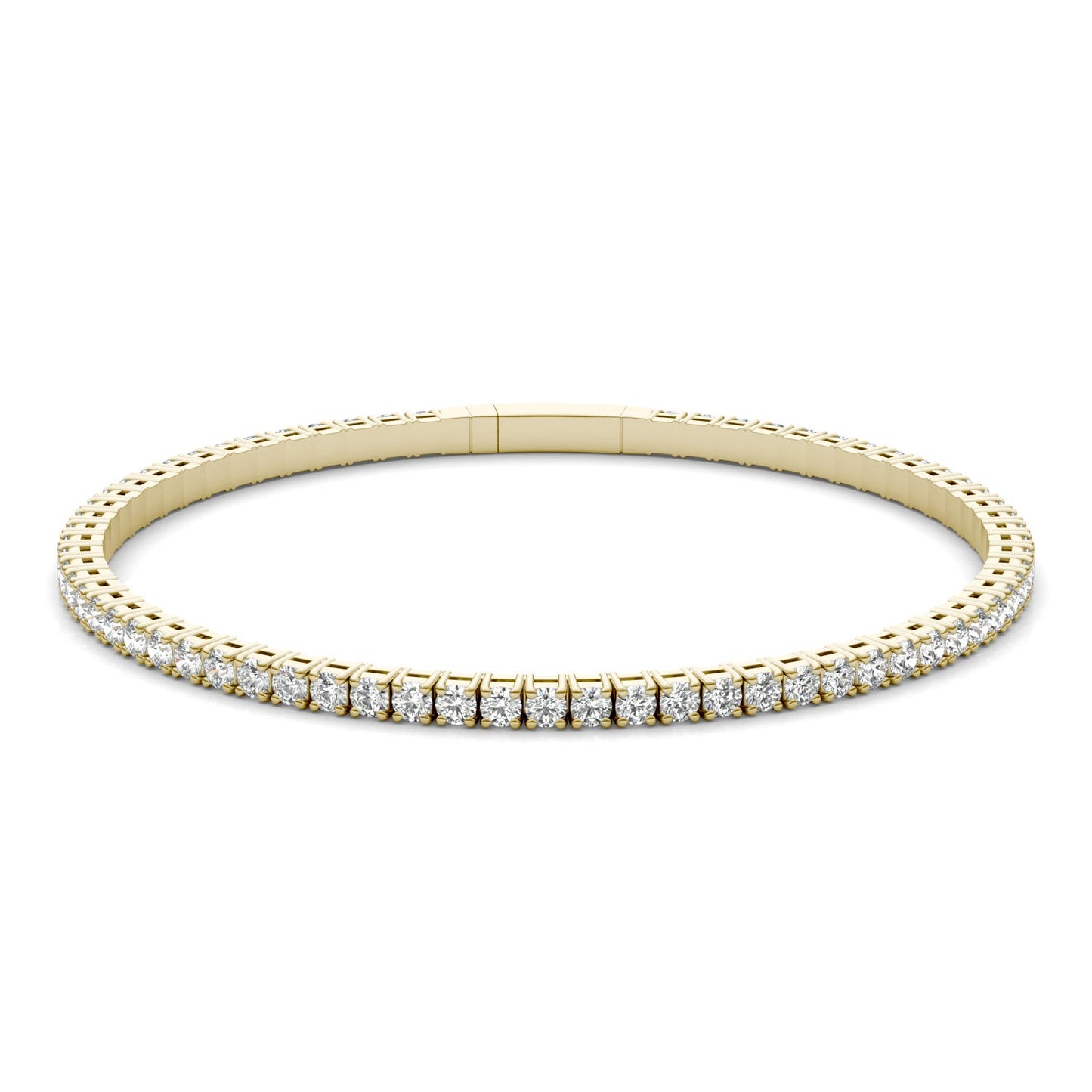 3 1/3 CTW Round Caydia Lab Grown Diamond Flexible Eternity Bangle 14K Yellow Gold