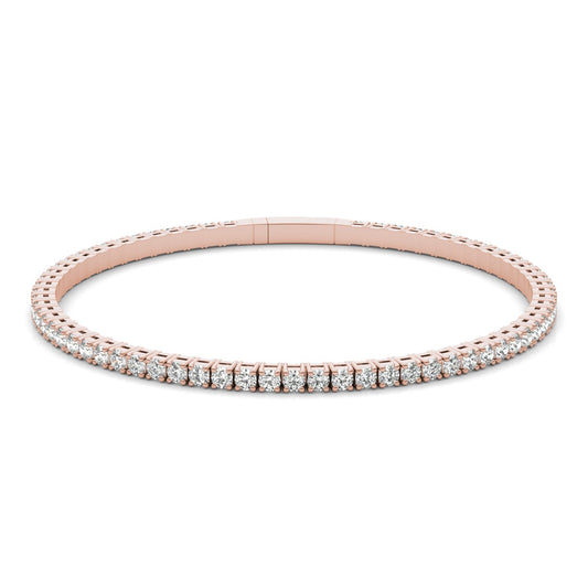 3 1/3 CTW Round Caydia Lab Grown Diamond Flexible Eternity Bangle 14K Rose Gold