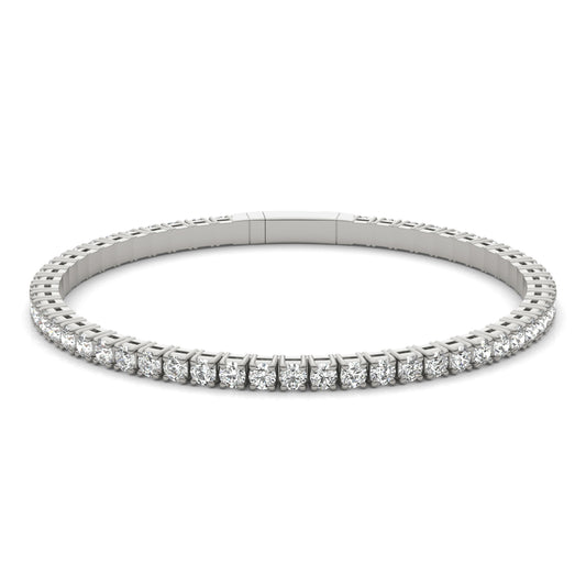 5.30 CTW DEW Round Forever One Moissanite Flexible Eternity Bangle in 14K White Gold