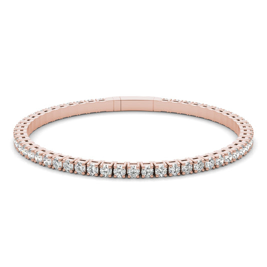 5 1/3 CTW Round Caydia Lab Grown Diamond Flexible Eternity Bangle 14K Rose Gold