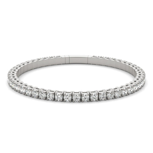 7 1/2 CTW Round Caydia Lab Grown Diamond Flexible Eternity Bangle 14K White Gold