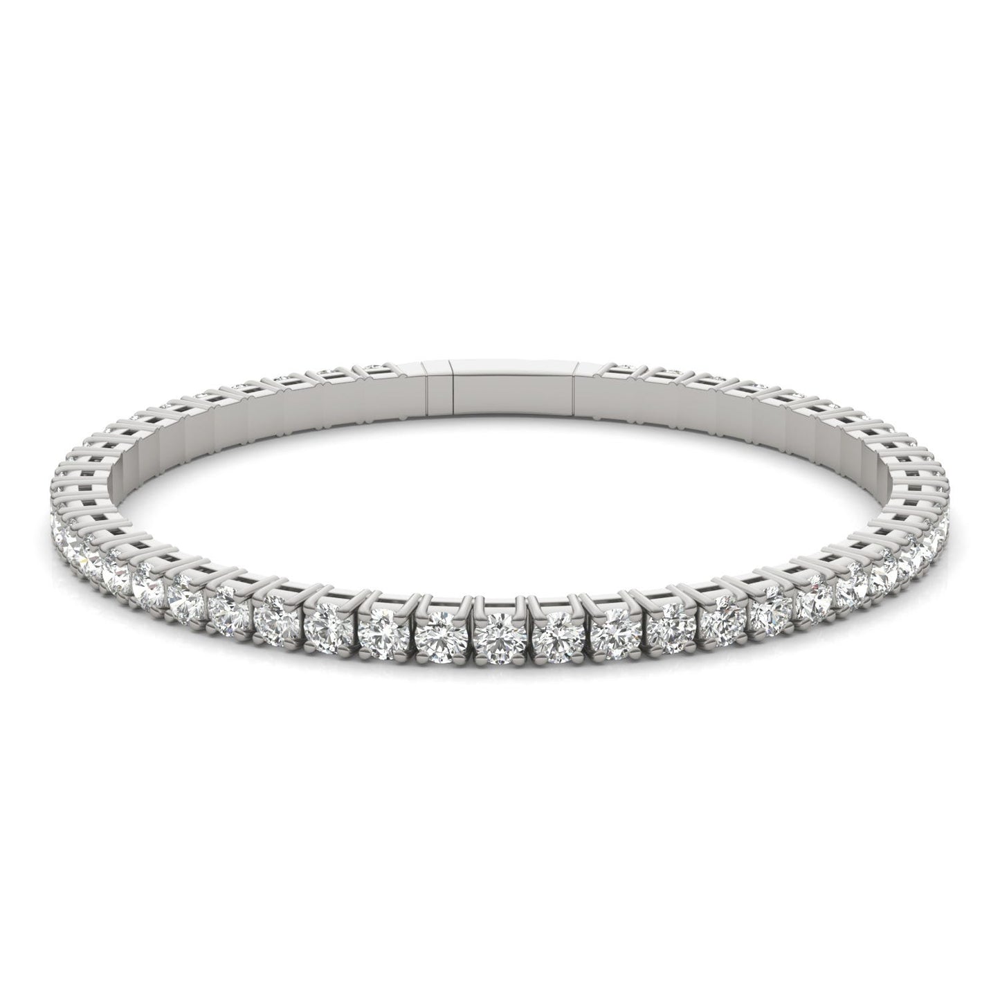 7.52 CTW DEW Round Forever One Moissanite Flexible Eternity Bangle in 14K White Gold