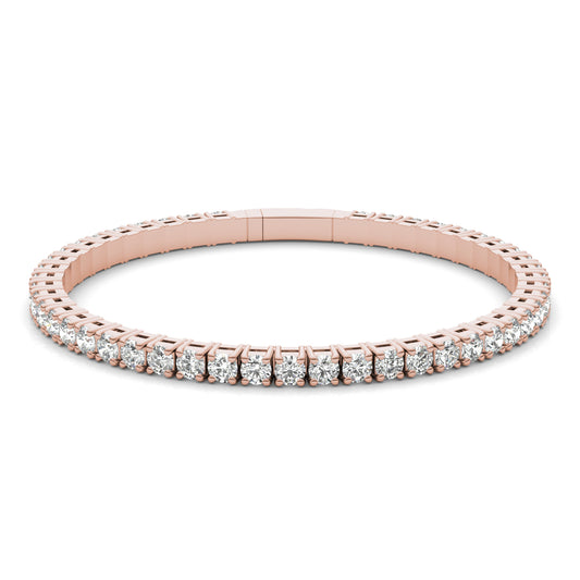 7.52 CTW DEW Round Forever One Moissanite Flexible Eternity Bangle in 14K Rose Gold