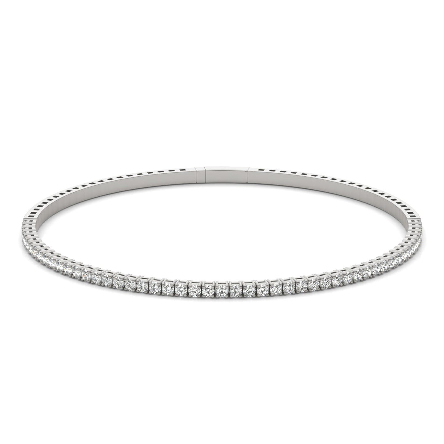 1 CTW Round Caydia Lab Grown Diamond Flexible Bangle 14K White Gold