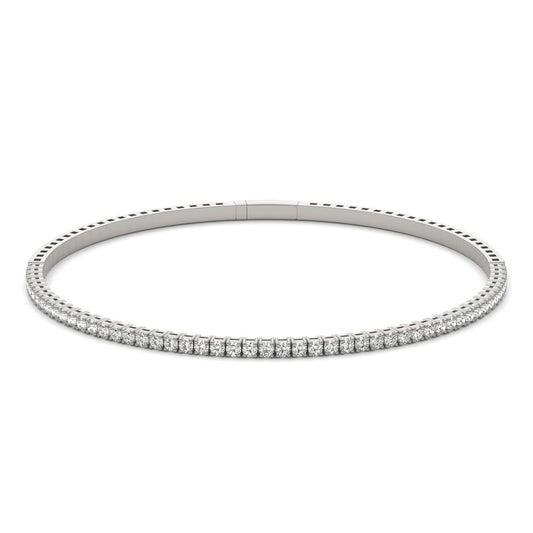 1 CTW Round Caydia Lab Grown Diamond Flexible Bangle 14K White Gold