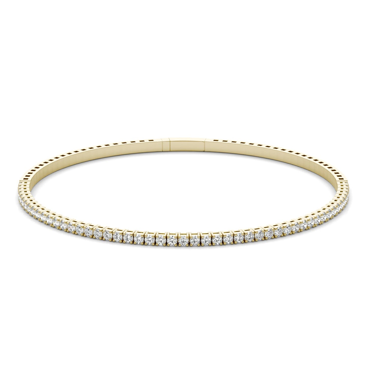 1 CTW Round Caydia Lab Grown Diamond Flexible Bangle 14K Yellow Gold