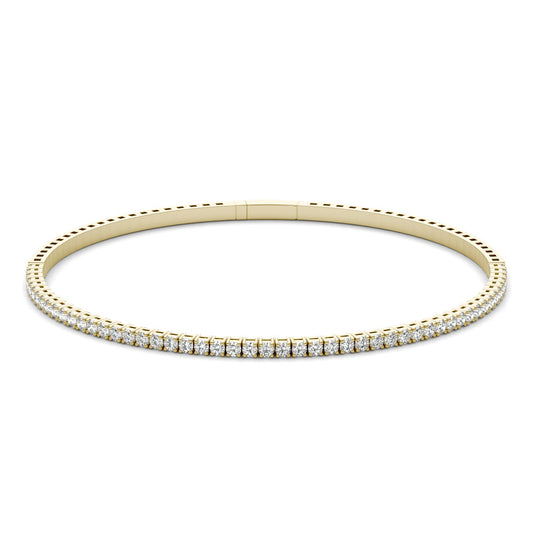 1 CTW Round Caydia Lab Grown Diamond Flexible Bangle 14K Yellow Gold