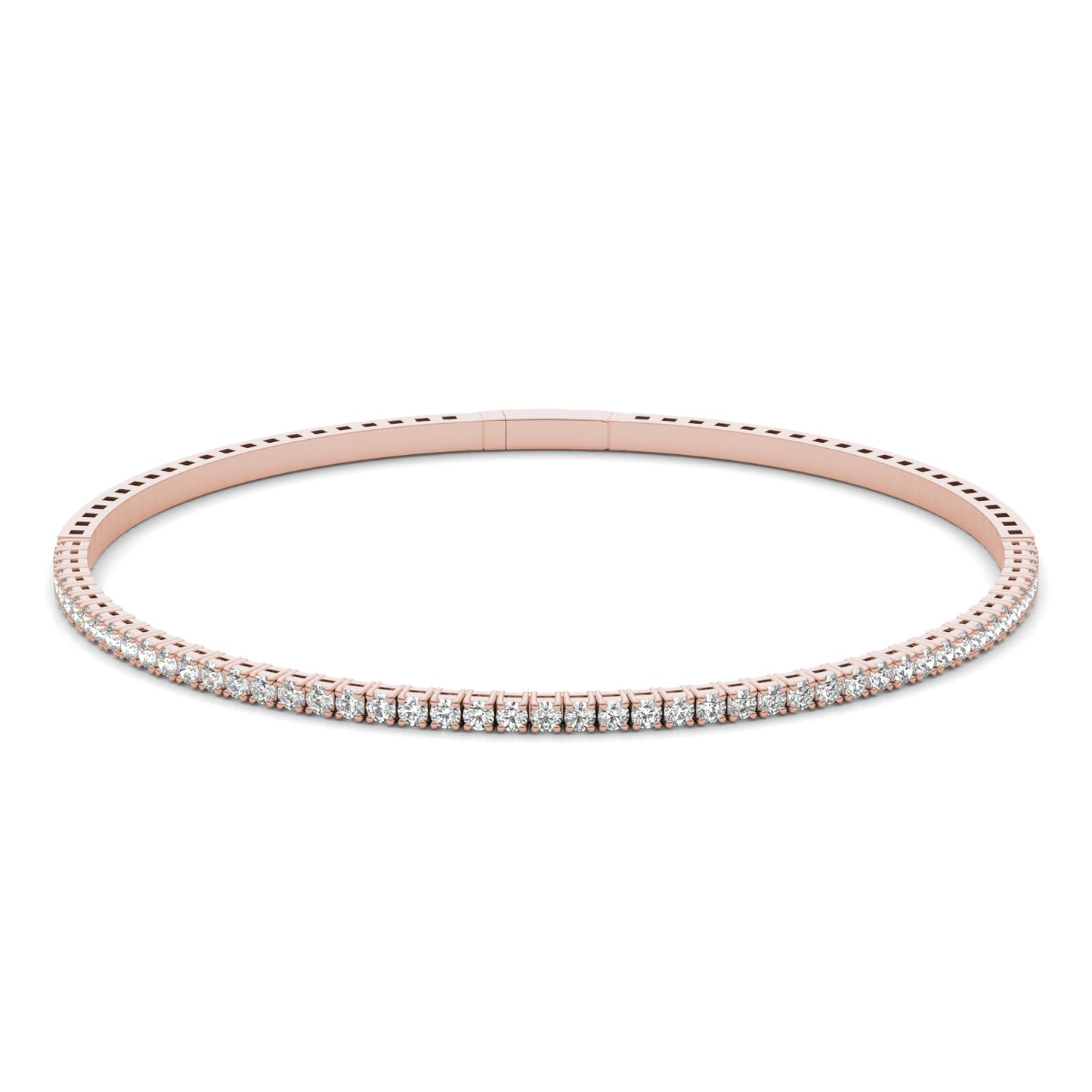 1 CTW Round Caydia Lab Grown Diamond Flexible Bangle 14K Rose Gold