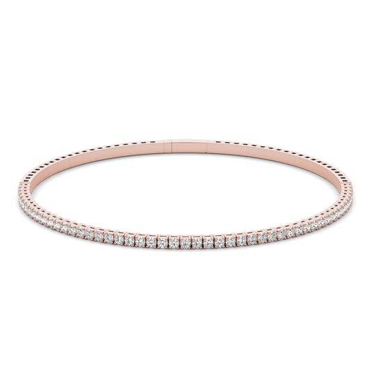 1 CTW Round Caydia Lab Grown Diamond Flexible Bangle 14K Rose Gold