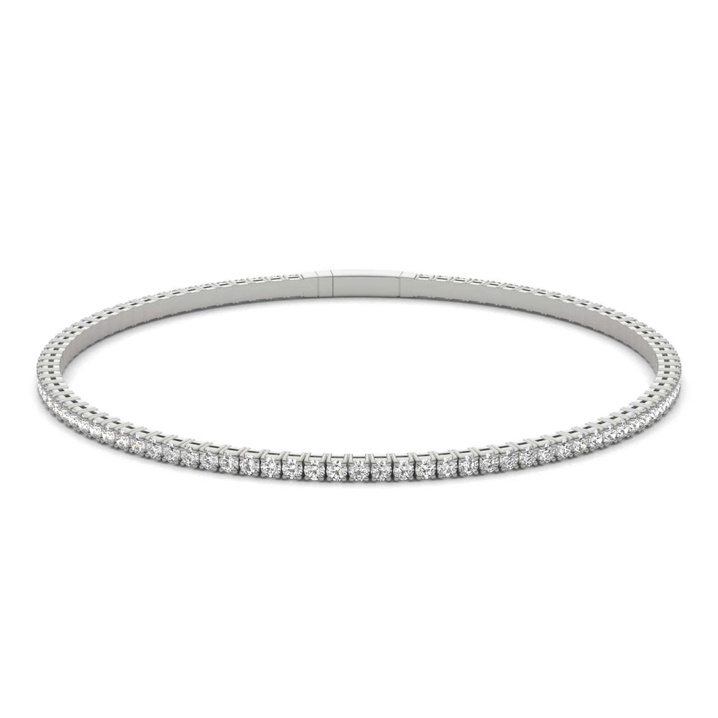1 7/8 CTW Round Caydia Lab Grown Diamond Flexible Eternity Bangle 14K White Gold