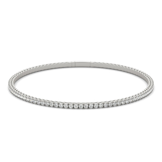1 7/8 CTW Round Caydia Lab Grown Diamond Flexible Eternity Bangle 14K White Gold
