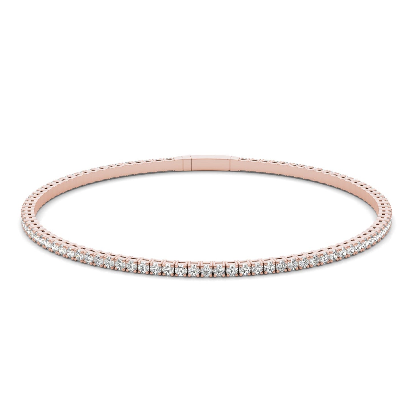 1 7/8 CTW Round Caydia Lab Grown Diamond Flexible Eternity Bangle 14K Rose Gold
