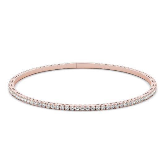 1 7/8 CTW Round Caydia Lab Grown Diamond Flexible Eternity Bangle 14K Rose Gold