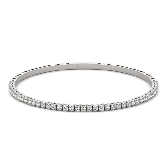 1 1/3 CTW Round Caydia Lab Grown Diamond Flexible Bangle 14K White Gold
