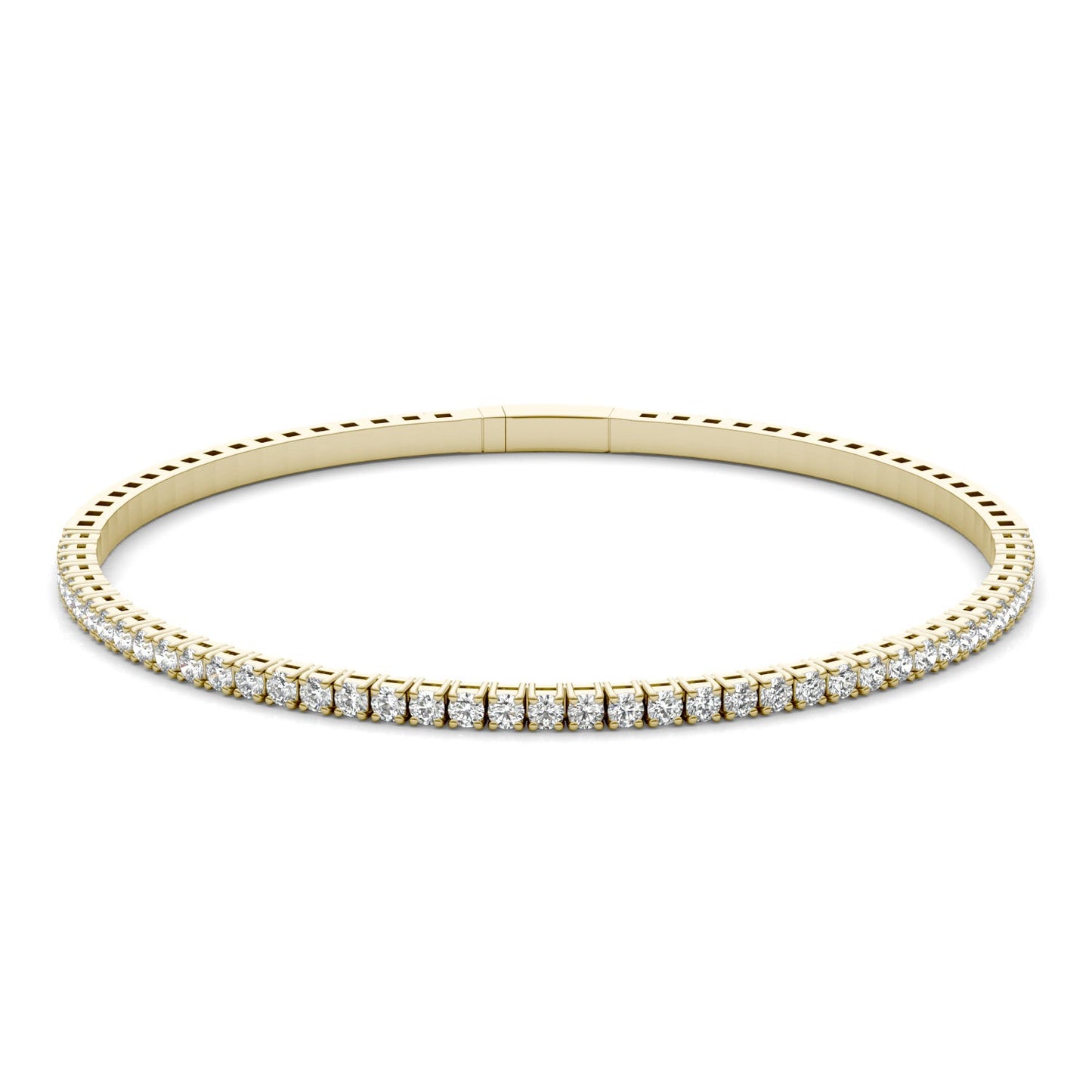 1 1/3 CTW Round Caydia Lab Grown Diamond Flexible Bangle 14K Yellow Gold