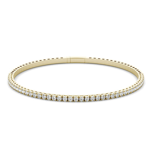 1 1/3 CTW Round Caydia Lab Grown Diamond Flexible Bangle 14K Yellow Gold