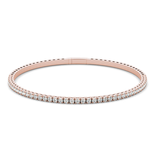 1 1/3 CTW Round Caydia Lab Grown Diamond Flexible Bangle 14K Rose Gold