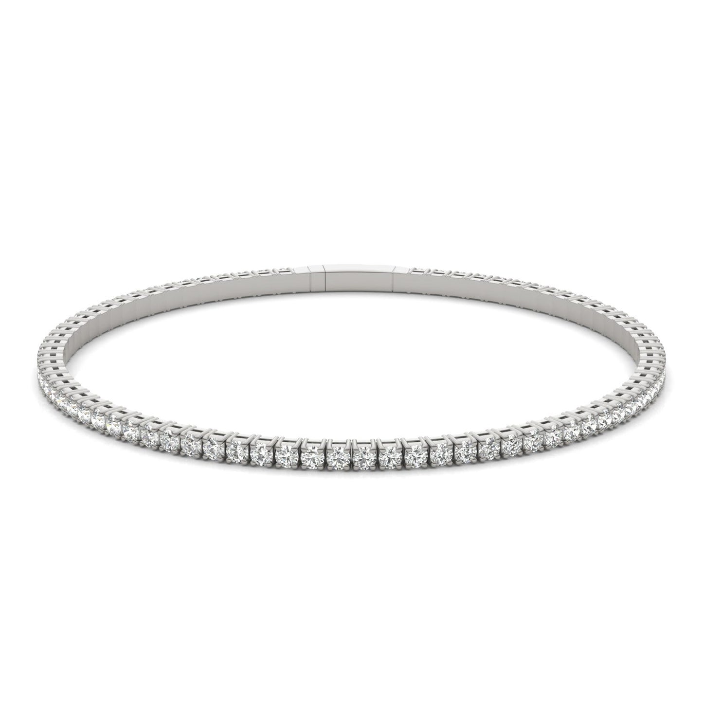2 1/4 CTW Round Caydia Lab Grown Diamond Flexible Eternity Bangle 14K White Gold