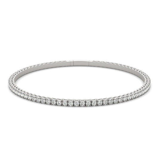 2 1/4 CTW Round Caydia Lab Grown Diamond Flexible Eternity Bangle 14K White Gold