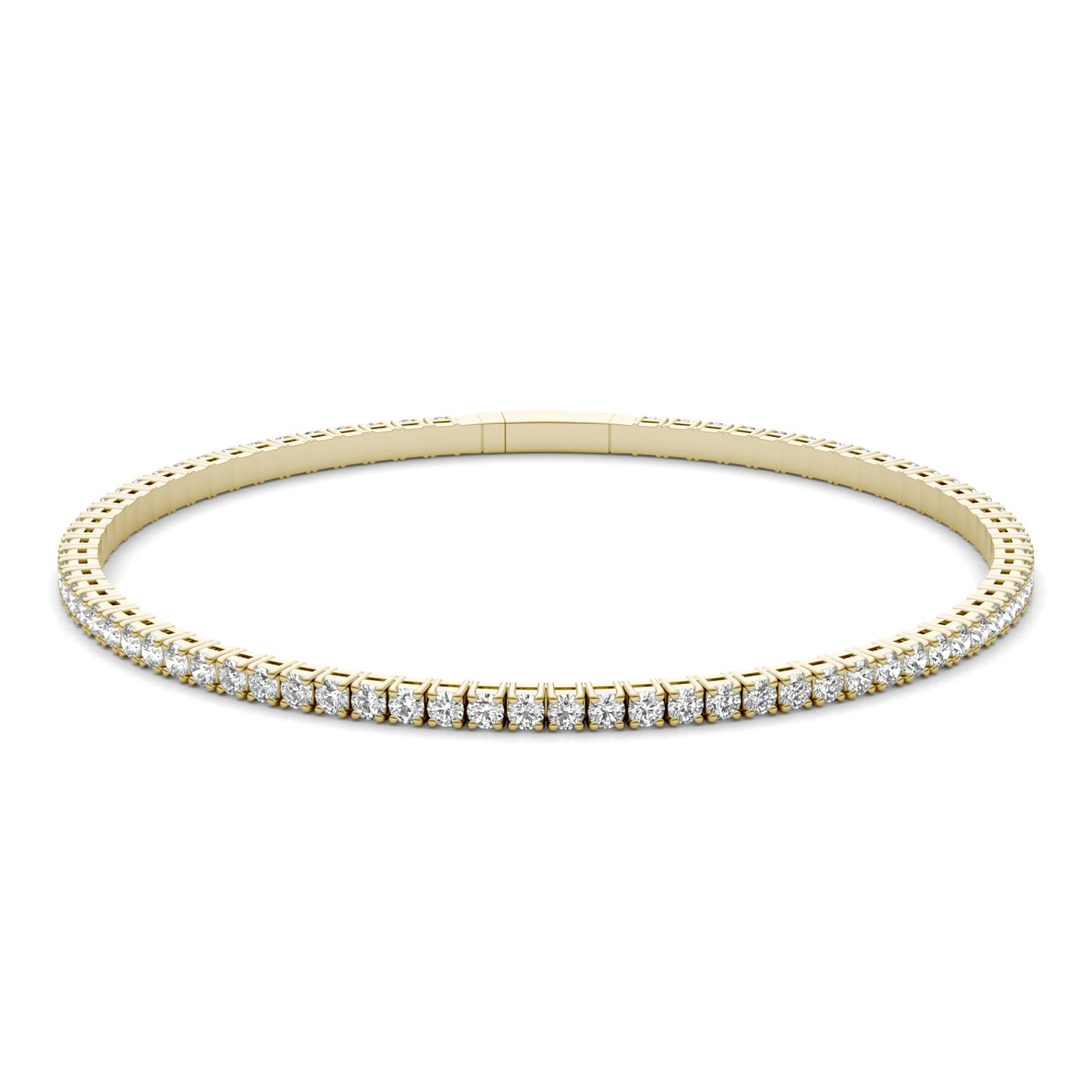 2 1/4 CTW Round Caydia Lab Grown Diamond Flexible Eternity Bangle 14K Yellow Gold