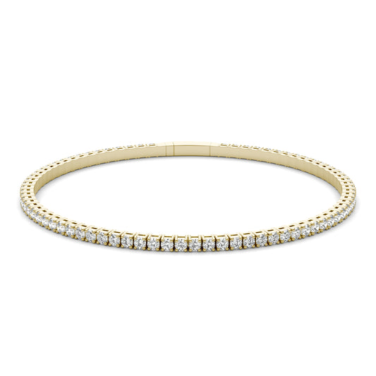 2 1/4 CTW Round Caydia Lab Grown Diamond Flexible Eternity Bangle 14K Yellow Gold