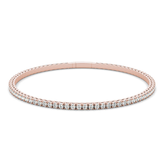 2 1/4 CTW Round Caydia Lab Grown Diamond Flexible Eternity Bangle 14K Rose Gold