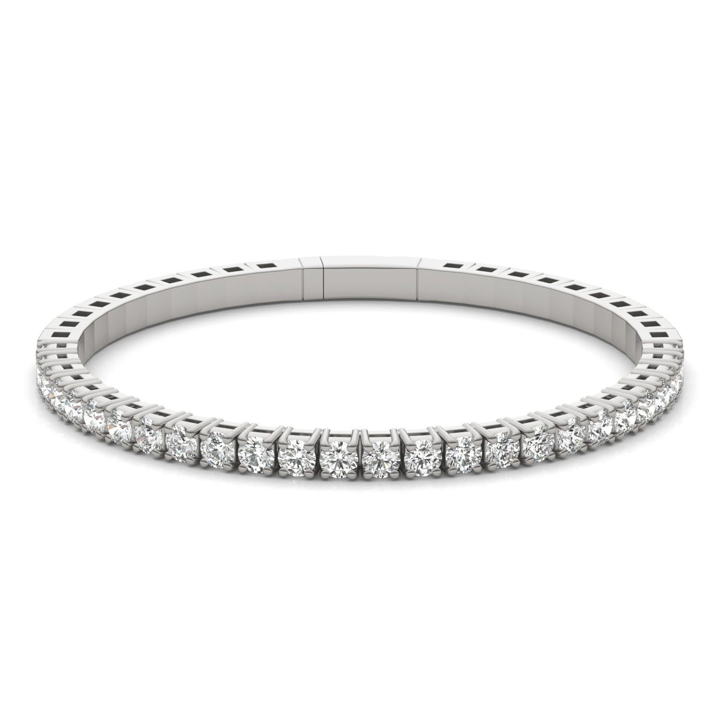 4.16 CTW DEW Round Forever One Moissanite Flexible Bangle in 14K White Gold