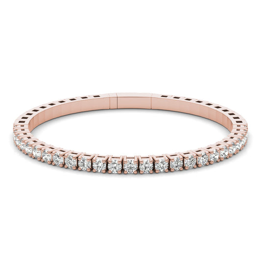 4 CTW Round Caydia Lab Grown Diamond Flexible Bangle 14K Rose Gold