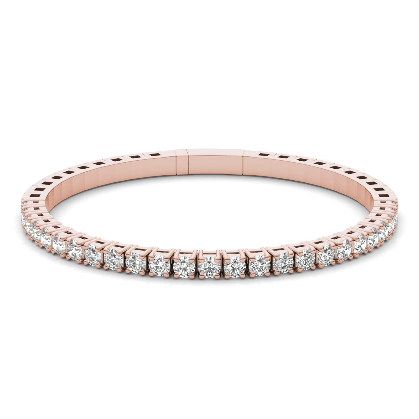 4.00 CTW DEW Round Forever One Moissanite Flexible Bangle in 14K Rose Gold