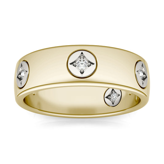 1/15 CTW Round Caydia Lab Grown Diamond Signature Star Accented Band 14K Two-Tone Yellow & White Gold
