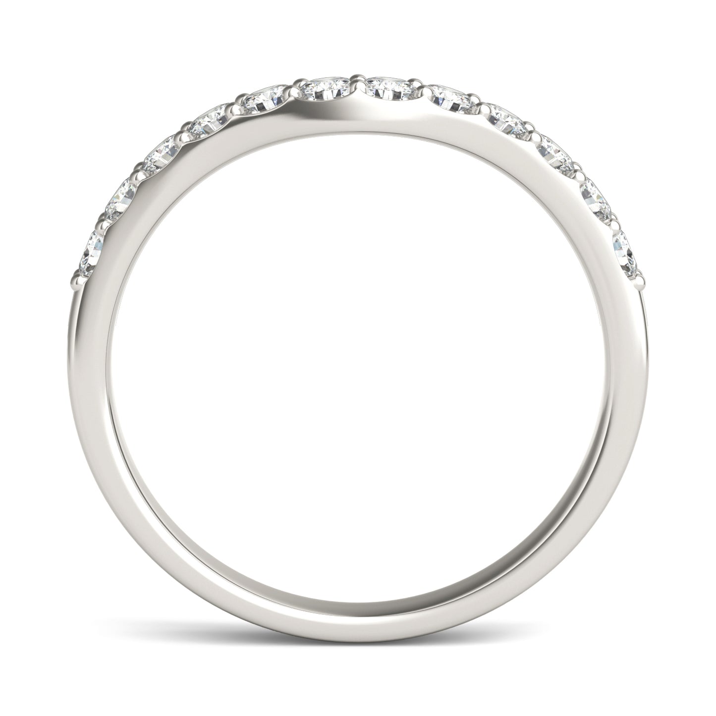 0.36 CTW DEW Round Forever One Moissanite Signature Curved Wedding Ring 14K White Gold