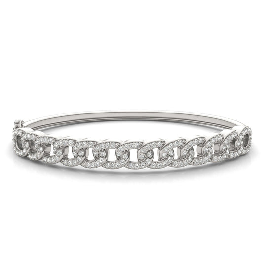 1 3/4 CTW Round Caydia Lab Grown Diamond Chain Link Bangle Bracelet 14K White Gold